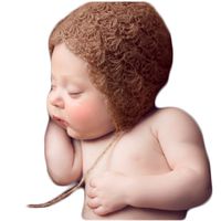 Baby Photography Props Boy Girl Photo Shoot Outfits Newborn Crochet Costume Infant Knitted Clothes Mohair Hat (Brown)
