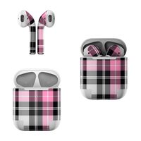 Skin Decals for Apple AirPods - Pink Plaid - Sticker Wrap Fits 1st and 2nd Generation