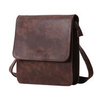 Distressed Frosted Leather Crossbody Bag for men Shoulder Rustic Vintage Messenger Bag For Kindle iPad Tablet Flap over Satchel Rucksack Bag