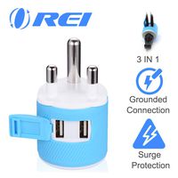 Orei South Africa, Botswana, Namibia Travel Plug Adapter with Dual USB - USA Input + Surge Protection - Type M (U2U-10L), Will work with Cell Phones, Camera, Laptop, Tablets, iPad, iPhone
