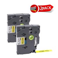 MARK LIFE Standard Laminated Tapes Compatible P-Touch TZ TZe TZe-631 TZ-631, Black on Yellow Label Tape Cartridge 1/2" 26.2 Feet, 2 Packs