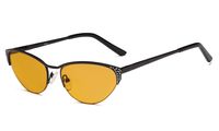 Eyekepper Computer Gaming Reading Glasses Anti Glare UV400 Reduces Eyestrain-96.9% Blue Light Blocking Orange Tinted Lens-Womens Sleep Better Cat-Eye Readers(Black, 0.50)