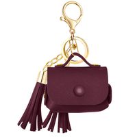 RUOQINI Compatible for Airpods Pro Case,Genuine Leather Fashion Protective Cover for Women - Wine Red