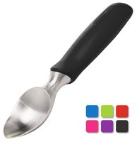 Professional Stainless Steel Ice Cream Scoop by BALCI - No-Thaw Hard Ice Cream Scoop - Dishwasher Safe - Non-Slip Rubber Grip Ice Cream Scooper Spade - Black