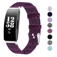 NANW Compatible with Fitbit Inspire HR/Inspire Bands Large Small, Woven Fabric Accessories Strap Wristband Women Men for Inspire & Inspire HR Smartwatch (Black Purple, Small (5.7"-7.5"))
