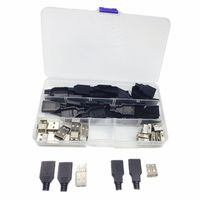 Ltvystore 20Pairs Premium USB Connector with Shell Type-A Male(10Pairs) and Type-A A 2.0 Female (10Pairs) 4 Pin Plug Connector Jack Socket DIY (4Pin)