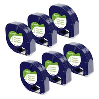 6 Pack Replace Dymo LetraTag Labeling Refills 91330 10697 (S0721510) Paper Label Tape, Compatible DYMO LetraTag LT-100H, LT-100T, LT-110T, Black Print on White, 1/2 Inch(12mm) x 13 Feet