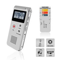 Voice Recorder, Digital Voice Recorder, MP3 Dictaphone with Playback, Rechargeable Tape Dictaphone Recorder for Lectures, Meetings, Interviews, Mini Audio Recorder, MP3 Player (Sliver)