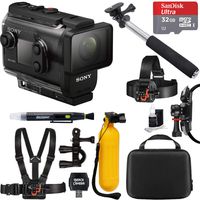 Sony HDRAS50R/B Full HD Action Cam + Live View Remote Bundle + 32GB Outdoor Adventure Mounting Bundle