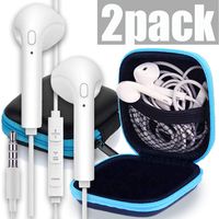 Earphones with Microphone - 2 Pack Headphones in Storage Travel Case