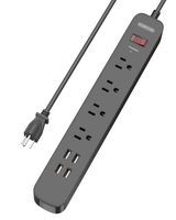 NTONPOWER 4-Port USB Electric Surge Protector 1700 Joule with 4 Outlets Desk Power Strip with On Off Switch and 5ft Long Extension Cord for Home Office TV Computer Power Bank Smartphone Tablet - Black