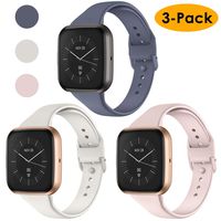 CAVN 3 Pcs Sport Bands Compatible with Fitbit Versa 2 / Versa/Versa Lite, Bands for Women Men Silicone Narrow Watch Strap Replacement Waterproof Breathable Wristband Accessories