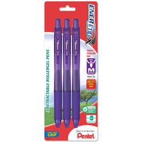 Pentel EnerGel-X Retractable Liquid Gel Pen, 0.7mm, Medium Line, Metal Tip, Violet, 3 Pack (BL107BP3V)