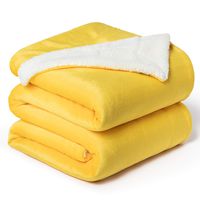 Bedsure Sherpa Fleece Blanket Queen Size Yellow Gold Mustard Golden Plush Blanket Fuzzy Soft Blanket Microfiber
