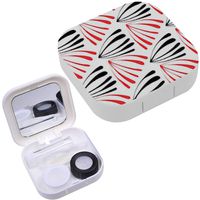 Portable Contact Lens Case Box Travel Kit Mirror + Bottle + Tweezers Container Holder [ Retro Style ]