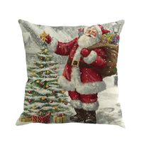 Hemlock Christmas Pillow Covers, Square Pillow Cases Happy Santa Claus Sofa Cushion Covers (E)