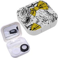 Portable Contact Lens Case Box Travel Kit Mirror + Bottle + Tweezers Container Holder [ Owl Yellow ]