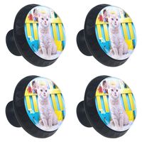 Idealiy Short-Haired Cat Drawer Pulls Handles Cabinet Dressing Table Dresser Knob Pull Handle with Screws 4pcs