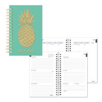 Blueline Weekly/Monthly Academic Planner, July 2019 to July 2020, Twin-Wire Binding, Poly Cover, Pineapple Design, 8 x 5 Inches, Aqua (CA114PI.04-20)