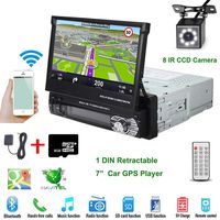 Car Stereo in-Dash Single DIN 7" HD Touch Digital Screen Head Unit Support Bluetooth GPS Mirror Link FM/USB/SD/MP5/Hands-free with Backup Camera and Microphone by UNITOPSCI