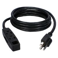 QVS 25' 3-Outlet 3-Prong Power Extension Cord Computer Surge Protector Black (PC3PX-25)
