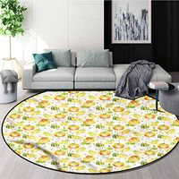 RUGSMAT Pumpkin Modern Machine Washable Round Bath Mat,Ornate Spider Web Halloween Lifts Basket Swivel Chair Pad Coffee Table Rug Round-71
