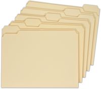Globe-Weis File Folders, 1/5 Cut, Single-Ply Tab, Letter Size, Manila, 100 Folders Per Box (11350GW)