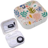 Portable Contact Lens Case Box Travel Kit Mirror + Bottle + Tweezers Container Holder [ Flowers Pots Palm ]