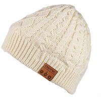 Wireless Bluetooth 4.2 Beanie Hat Cap with Stereo Headset Headphone Earphone Speaker Mic for Fitness Outdoor Sports Walking, Charging Cable Included by DeeFec (White Flower)