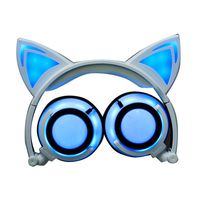 dalina General Stereo Rechargeable Headset Cat Ear LED Foldable Glowing Headphone Bluetooth Headsets