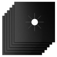 Reusable Gas Stove Burner Covers - 6 Pack Stovetop Burner Liners Gas Range Protectors Non-stick Cuttable Dishwasher Safe Easy to Clean Upgrade Double Thickness 0.3mm Size 10.6" x 10.6" black