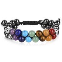 Top Plaza Hematite Magnetic Stone Bead Chakra Bracelet 7 Chakras Healing Crystals Bracelet Yoga Stone Beads Bracelets Meditation Relax Anxiety Bangle for Womens Mens