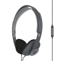 Koss KPH30iK On-Ear Headphones, in-Line Microphone and Touch Remote Control, D-Profile Design, Wired with 3.5mm Plug, Dark Grey and Black