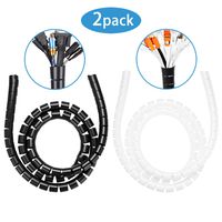 Cable Management Sleeve Cord Organizer Cover, Cable Bundler Cable Sleeving Concealer Wire Hider Wrap Holder with 2 Pack in Black White 60 Inch DIY Cut for Wall Mounted TV PC Computer Office Home