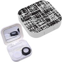 Portable Contact Lens Case Box Travel Kit Mirror + Bottle + Tweezers Container Holder [ Distressed ]