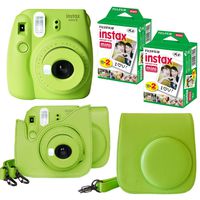 Fujifilm Instax Mini 9 Instant Camera (Lime Green) + Bundle w/Fuji INSTAX Instant Film Twin Packs X 2 (40 Sheets) + Groovy Camera Case Lime Green