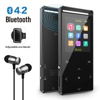 Grtdhx MP3 Player with Bluetooth, 8GB Portable Digital Music Player with FM Radio/Recorder,HiFi Lossless Sound Quality,Music Direct Recording,Expandable up to 128GB TF Card,with Armband, Black