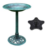 VIVOHOME Polyresin Antique Outdoor Green Garden Bird Bath and Solar Powered Starfish Pond Fountain Combo Set