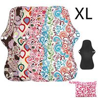 Asenappy XL Heavy Flow Sanitary Reusable Cloth Menstrual Pads | 4 Pads+ 1 Bag Washable Sanitary Napkins with Charcoal Absobancy Layer (X-Large)