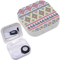 Portable Contact Lens Case Box Travel Kit Mirror + Bottle + Tweezers Container Holder [ Pattern Design ]