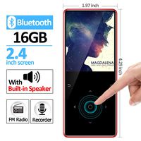 MP3 Player with Bluetooth 4.2 and Built in Speaker 2.4 inch Screen Touch Buttons Metal Shell FM Radio Voice Recorder ebook,Lossless HiFi Portable Slim Mini USB Sport MP 3 MP4 Music Walkman 16GB RED