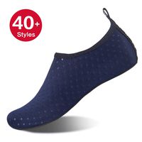 Womens and Mens Kids Water Shoes Barefoot Quick-Dry Aqua Socks for Beach Swim Surf Yoga Exercise (Dark Blue/Dots, L)