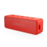 Anker Soundcore 2 Portable Bluetooth Speaker with Better Bass, 24-Hour Playtime, 66ft Bluetooth Range, IPX7 Water Resistance & Built-in Mic, Dual-Driver Wireless Speaker for Beach, Travel, Party- Red
