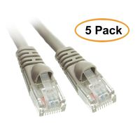 ACL 25 Feet RJ45 Snagless/Molded Boot Gray Cat6 Ethernet Lan Cable, 5 Pack