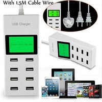 8-Ports USB Hub with Power Adapter Smart Charging Portsled Charging Indicator, Intelligent Identification of Shunt, Automatic Power Off,High Speed USB Charger Outlet Plug Power Strip