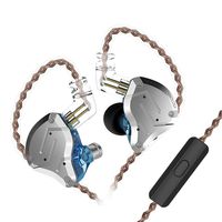 KZ ZS10 Pro in Ear Monitor Headphone, KZ HiFi Earbuds Headphone with 4 Balanced Armatures and 1 Dynamic Drivers for Drummer Musician (Blue with Mic)