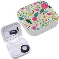 Portable Contact Lens Case Box Travel Kit Mirror + Bottle + Tweezers Container Holder [ Cute Rustic ]