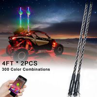 AddSafety 2PCS 3FT Bluetooth 360° Sprial LED Whips light With Dancing/Chasing Light LED Antenna Light For Off- Road Vehicle ATV UTV RZR Jeep Trucks Dunes