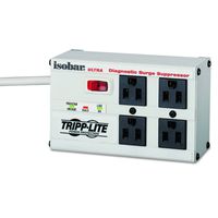 Tripp Lite ISOBAR4 Isobar Surge Suppressor, 4 Outlets, 6' Cord Length, 3300 J, 3-1/2" Height, 7" Width, 2-1/2" Length, Light Gray, 3-1/2" Height, 7" Width