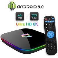 Q Plus Android TV Box, TUREWELL Android 9.0 TV Box Chip H6 Quad-core Cortex-A53 4GB RAM 32 GB ROM Smart TV Box Support 3D 6K Ultra HD H.265 2.4GHz WiFi Ethernet HDMI Output【2019 Newest】